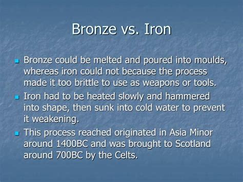 hardness of bronze vs iron.